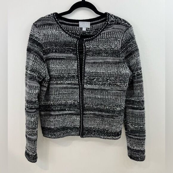 Pure Collection Sweaters - PURE Collection Sweater Cardigan Black Grey 8/10